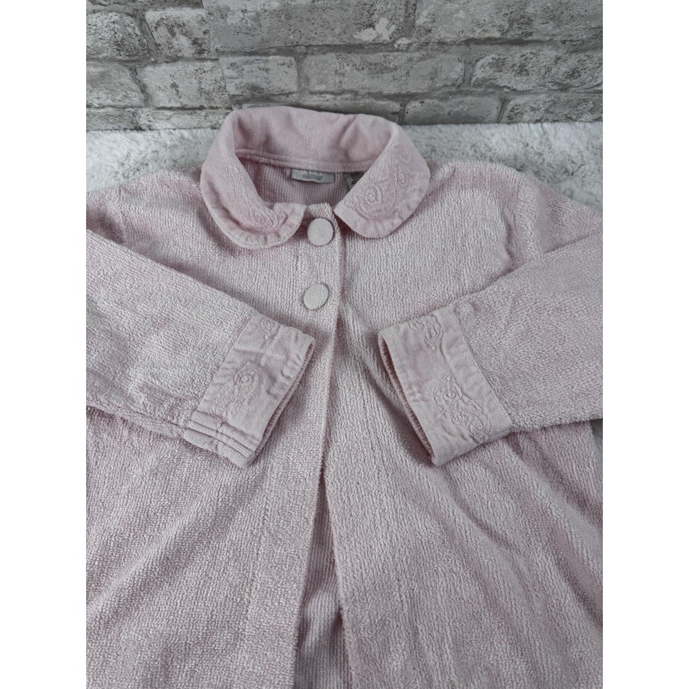 Adonna Bed Jacket French Terry Cloth Lounge Cardigan CottageCore Pink Size M - Picture 6 of 13
